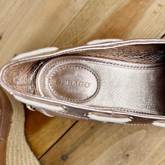 Sebago Rose Gold Rope Wedges Shoes leather 7.5 - Picture 3 of 8